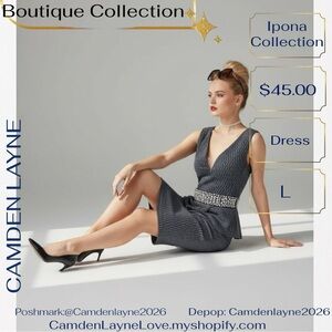 Ipona Black & Silver Midi Asymmetrical Body Con Dress